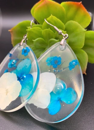 Boucles d'oreilles fleurs séchées et époxy, marque: Fait Main, état: Neuf sans étiquette, 9,50 €, 10,68 € Protection acheteurs (Pro) incluse