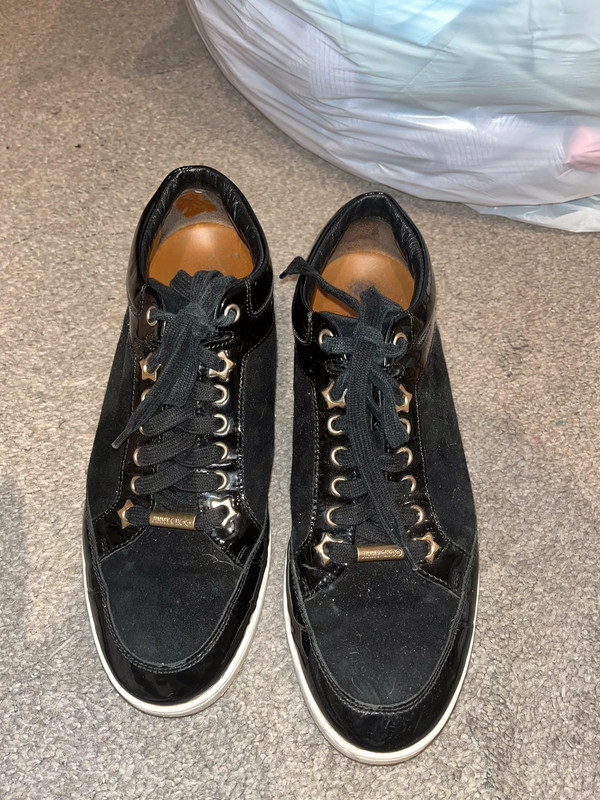 Jimmy choo miami suede and sales fine glitter trainers