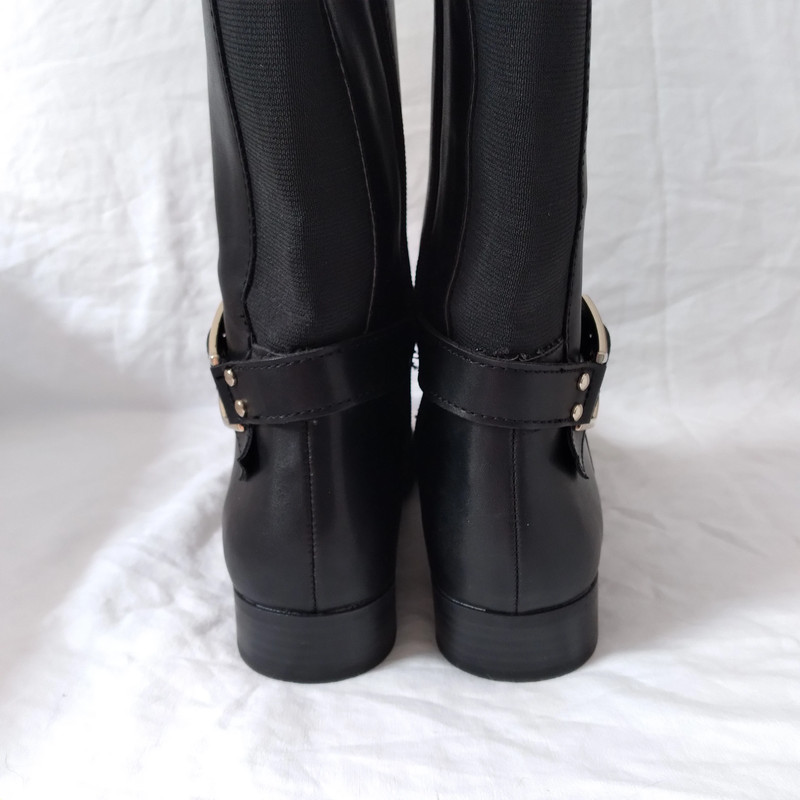 Tahari Lacey Black Leather Riding Boots, Size 6 1/2 M 5