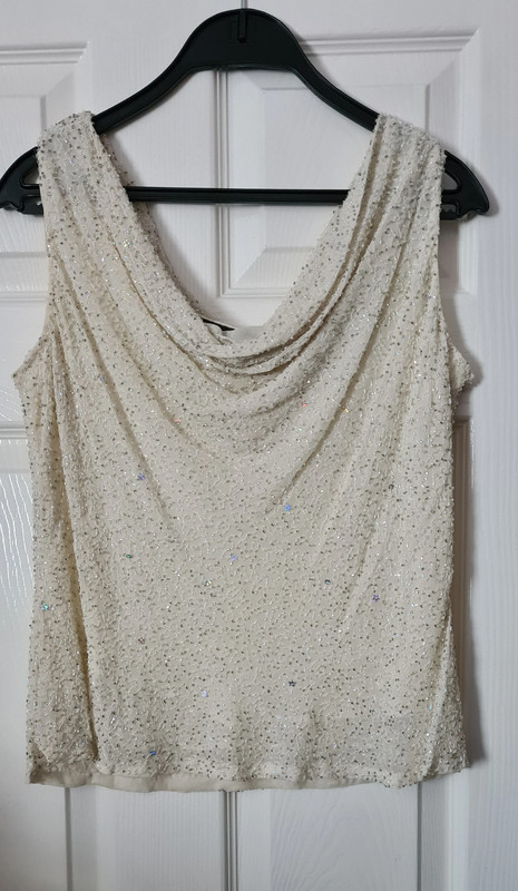 Silver beaded evening top hotsell