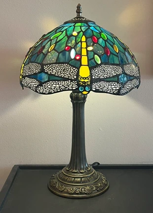 Tafellamp glas in lood Tiffany stijl met 4 Libelles art nouveau stijl, merk: Art, staat: Nieuw zonder prijskaartje, € 139,00, € 146,65 inclusief Kopersbescherming Pro