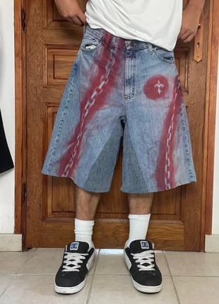 Jort short baggy large handmade style JNCO y2k brodé peinture hiphop, merk: JNCO, staat: Heel goed, maat: L, € 40,00, € 42,70 inclusief Kopersbescherming Pro