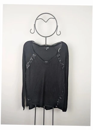 Pull fin noir femme a.n.a à sequins – Col V, manches longues, taille XS, marke: ANA, zustand: Sehr gut, größe: XS / 34 / 6, 5,00 €, 5,95 € inklusive Vinted-Käuferschutz