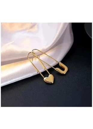 Boucles d'oreilles dorées en forme d'épingle a nourrice détail cœur style original, marca: L'instant Bijoux, estado: Nuevo con etiquetas, 15,00 €, 16,45 € Protección al comprador incluida