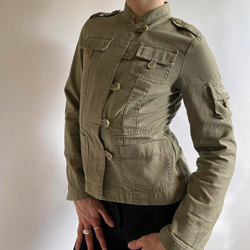 Vintažinis ( vintage grunge fitted khaki jacket) khaki švarkas 2