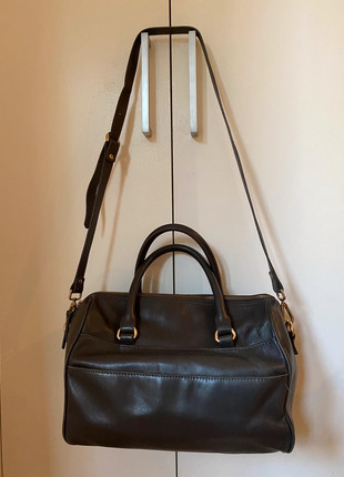 Zara medium size grey leather bowling bag multi pocket Vinted