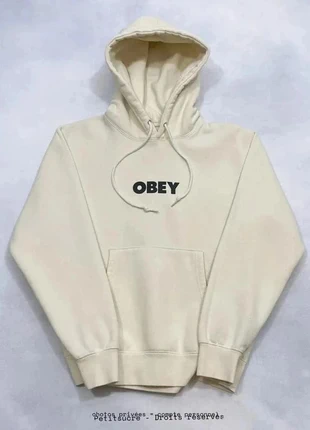 Pull Obey épais Crème Femme coupe large Logo imprimé Hoodie Oversize Sweatshirt - S /1112B, merk: Obey, staat: Heel goed, maat: S / 36 / 8, € 49,00, € 52,15 inclusief Kopersbescherming Pro