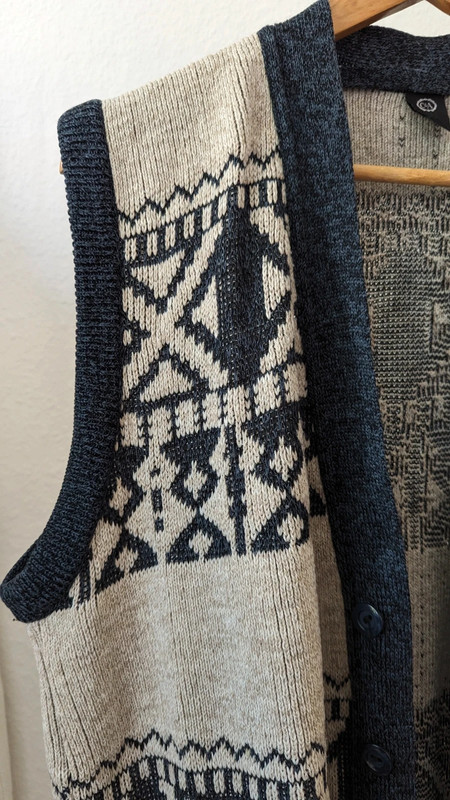 Woll Weste Strickweste mit Knöpfen Pullunder Ethno Hippie Boho 3