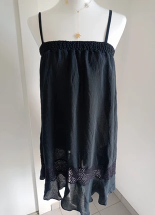 Robe bleue marine ajourée et transparente de plage T.L Banana Moon, merk: Banana Moon, staat: Heel goed, maat: L / 40 / 12, € 12,90, € 14,25 inclusief Kopersbescherming Pro