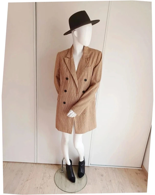 Blazer long à carreaux