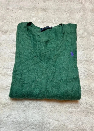😀 Pull col en V torsade cableknit ralph Lauren couleur vert logo violet  taille S en bon état, marca: Ralph Lauren, estado: Satisfactorio, tamaño: S / 36 / 8, 25,00 €, 26,95 € Protección al comprador Pro incluida