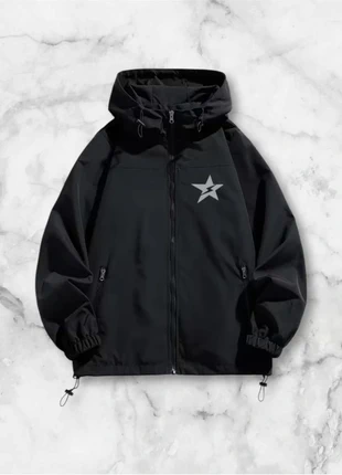 Veste coupe-vent noire à capuche avec étoile grise taille M style streetwear casual vintage, marque: y2k, état: Très bon état, taille: M, 40,00 €, 42,70 € Protection acheteurs (Pro) incluse