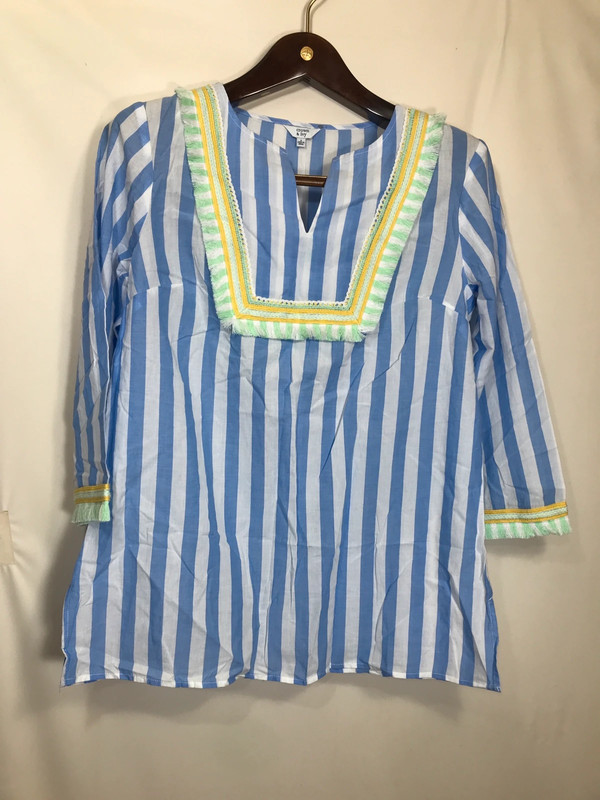 2 Crown & Ivy Blue Striped Blouse Size small 2