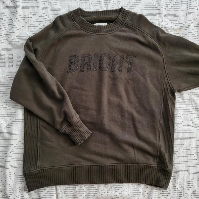 AERIE dark green/black "bright" oversized crewneck sweatshirt 3