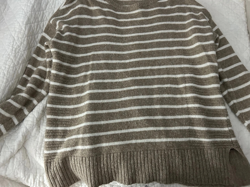 tan and white striped sweater 4