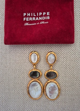 Philippe Ferrandis boucles d'oreilles doré et nacre, marca: Philippe Ferrandis, estado: Muito bom, €80.00, €84.70 inclui Proteção do Comprador