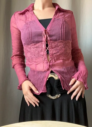 Top lace dentelle et perles witchy vibes transparent - T S/M, marque: Vintage Dressing, état: Très bon état, taille: S / 36 / 8, 16,50 €, 18,03 € Protection acheteurs incluse