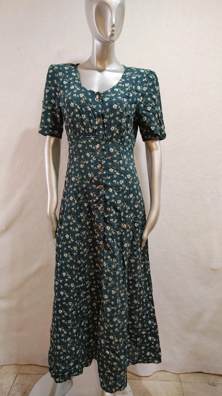 Vintage Cimmaron Semi Sheer Short Sleeve Floral Button-Down Maxi Dress Size 9/10 2