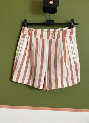 Short tailleur rayé en lin mélangé - Mango, marca: Mango, estado: Muy bueno, tamaño: M / 38 / 10, 15,00 €, 16,45 € Protección al comprador incluida