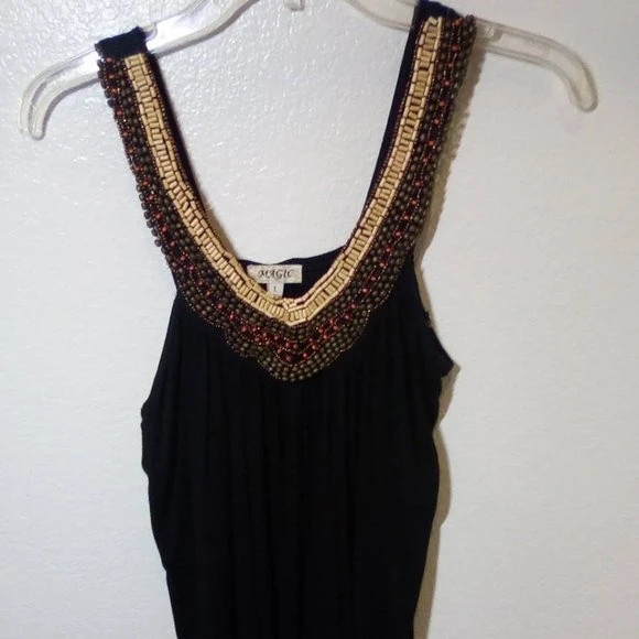 Magic:  Beaded Tank Top Color: Black Size: L 2