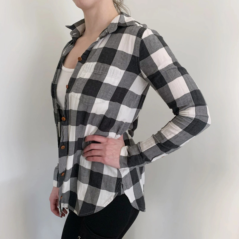 J.Crew black and white plaid button up shirt 1