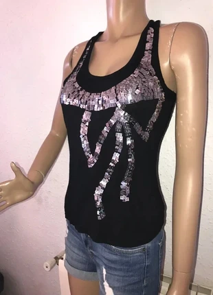 Camiseta de tirantes talla S / M lentejuelas mujer femme donna, état: Très bon état, taille: S / 36 / 8, 9,00 €, 10,15 € Protection acheteurs incluse