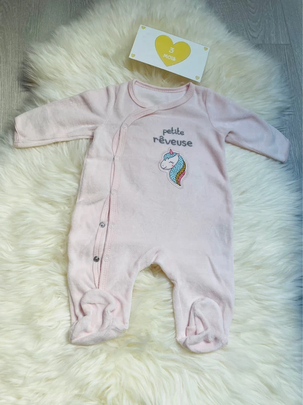3 mois - pyjama velours licorne