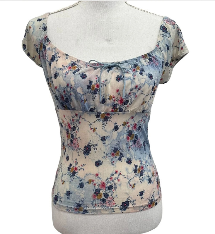 Blue floral y2k milk maid short sleeve 1