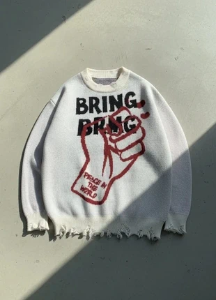 Pull blanc graphique Bring – style streetwear usé, marque: Lost Era, état: Très bon état, taille: M, 56,90 €, 60,45 € Protection acheteurs incluse