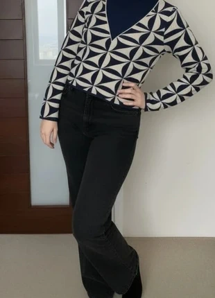 Pull col roulé géométrique bleu marine & beige – Style rétro chic – Taille S, brand: Atelier Nova, condition: Very good, size: S / 36 / 8, €33.90, €36.30 includes Buyer Protection Pro