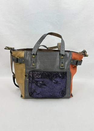 Sac cabas Vintage multicolore effet cuir et sequins Mia & Joy – 32 cm, état: Très bon état, 21,90 €, 23,70 € Protection acheteurs (Pro) incluse