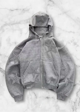 Veste à capuche grise zippée à étoiles strassées taille M style streetwear Y2K, marke: y2k, zustand: Sehr gut, größe: M / 38 / 10, 40,00 €, 42,70 € beinhaltet Vinted-Käuferschutz Pro