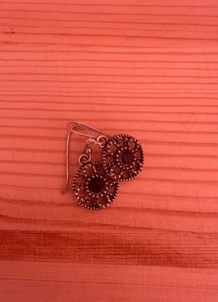 Vintage Round Dangle Earrings – Filigree Design with Purple Stone, brand: Source Unknown, condition: Very good, €6.00, €7.00 includes Buyer Protection