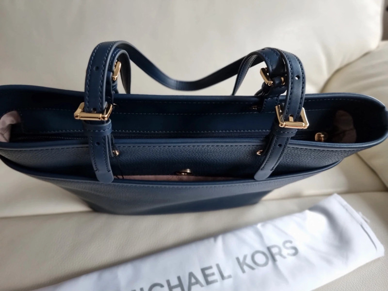 Brand New Michael Kors Blue Leather Tote Bag with tags 5