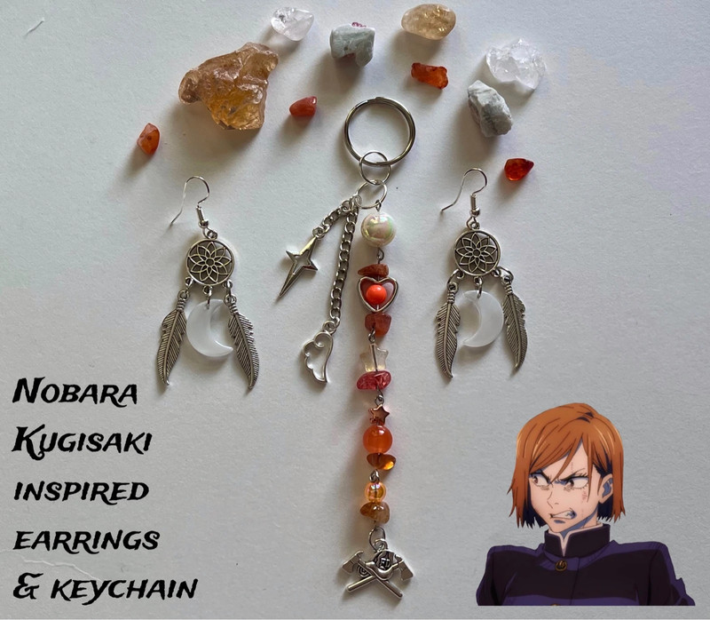 Nobara Kugisaki earrings & keychain set