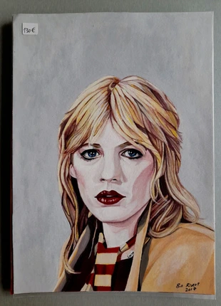 Marianne Faithfull original portrait painting by Bill Rivers, marca: the idiot society, estado: Novo sem etiquetas, €45.00, €47.95 inclui Proteção do Comprador