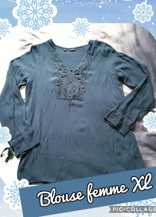 Blouse femme gris bleu, merk: Bodyflirt, staat: Heel goed, maat: XL / 42 / 14, € 4,00, € 4,90 inclusief Kopersbescherming