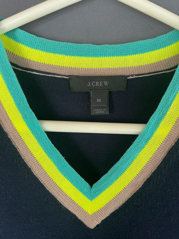 J. Crew size medium navy neon merino wool sweater vest 2