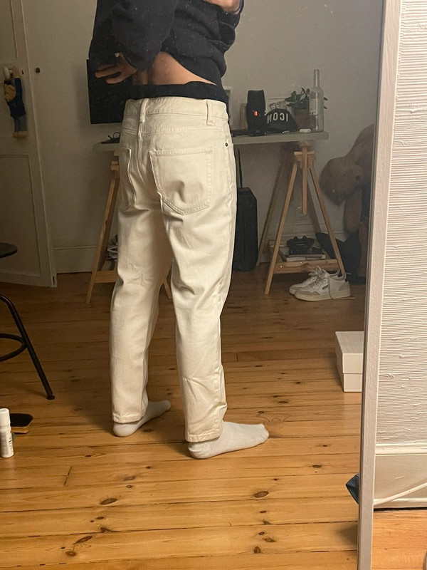 Jeans blanc zara régulât taperas cropped 3