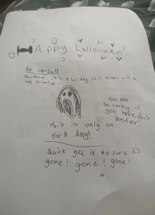 Super RARE Halloween Capybara poster on sale for a day, brand: Handmade, condition: Good, £1.20, £1.96 includes Buyer Protection