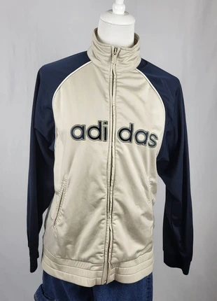 Veste Adidas vintage 2000s beige bleu marine logo brodé full zip sportswear Y2K femme rétro, brand: adidas, condition: Good, size: S / 36 / 8, €19.00, €20.65 includes Buyer Protection Pro