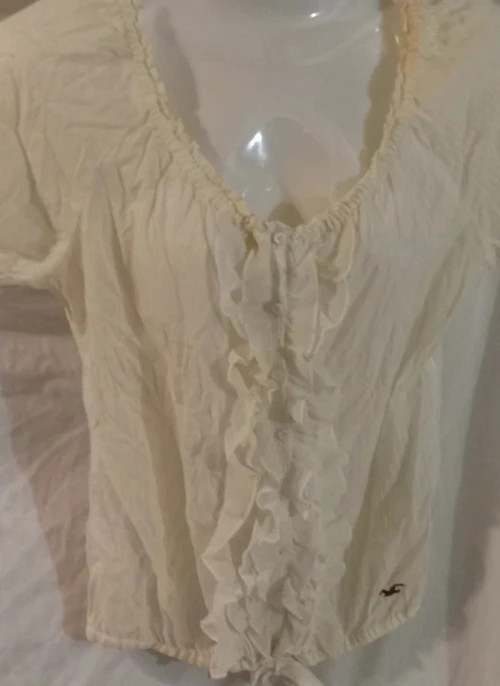 Hollister beige button up blouse medium 2