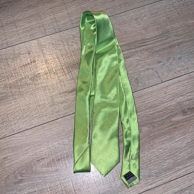 Nivramos lime green satin office formal tie 1