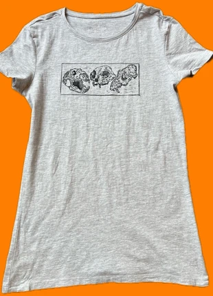 grey hand made size small lino print thrifted tshirt skull, brand: Handmade Beauty, condition: Very good, size: S / UK 8-10, £15.00, £16.45 includes Buyer Protection