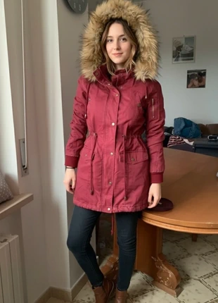 Parka borgogna fodera in caldo scozzese, marque: Z Design, état: Très bon état, taille: S / 36 / 8, 15,00 €, 16,45 € Protection acheteurs incluse