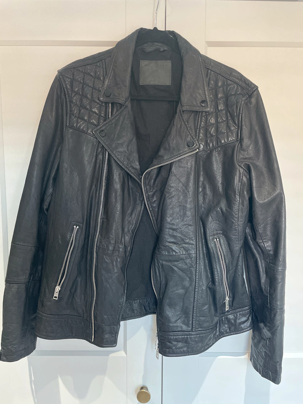 Black Leather All Saints Biker Jacket - Vinted