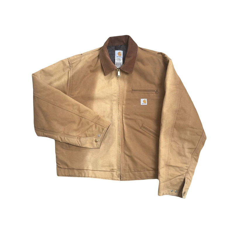 Carhartt Blanket-Lined Firm Duck Detroit Jacket, Size 48 Regular, Sun-Bleached, J01 BRN 1