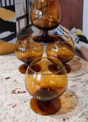 Lot de 4 verres sur pied ballon en verre orangé vintage , marque: Vintage, état: Très bon état, 12,00 €, 13,30 € Protection acheteurs incluse