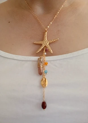 Collier étoile de mer doré avec pendentif perles colorées – acier inoxydable réglable, marca: Boutique Parisienne, estado: Muy bueno, 5,90 €, 6,90 € Protección al comprador Pro incluida