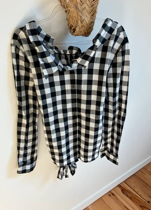 Chemisier à carreaux blanc et noir, marke: Bonobo, zustand: Neu, größe: S / 36 / 8, 12,00 €, 13,30 € inklusive Vinted-Käuferschutz